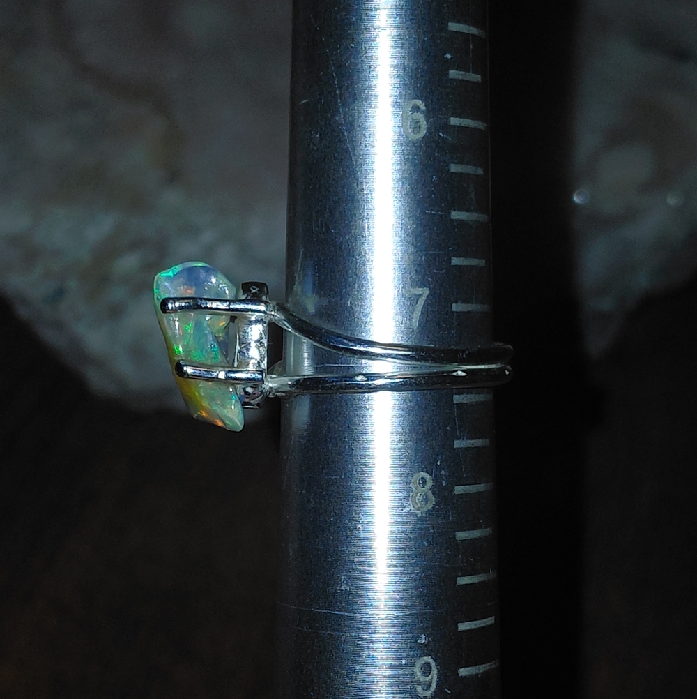 Silver Tumbled Ethiopian Opal Ring - Picture 11 of 12